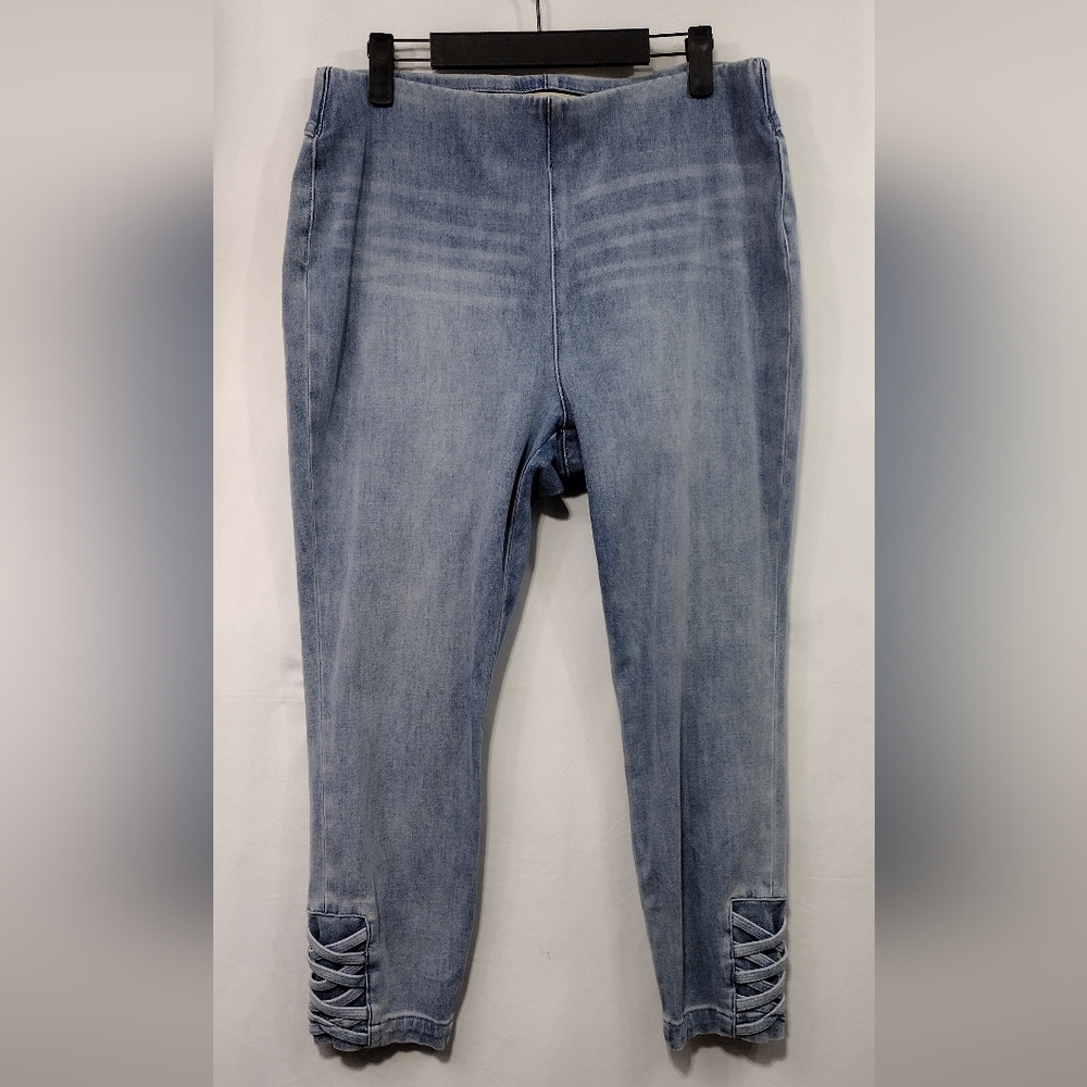 Soft Surroundings The Ultimate Braided Knot Ankle Jeans Womens M Blue Pull On - Picture 3 of 12